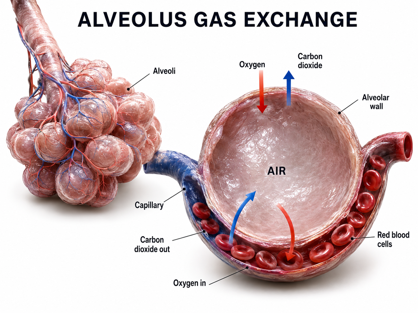 Alveolus gas exchange