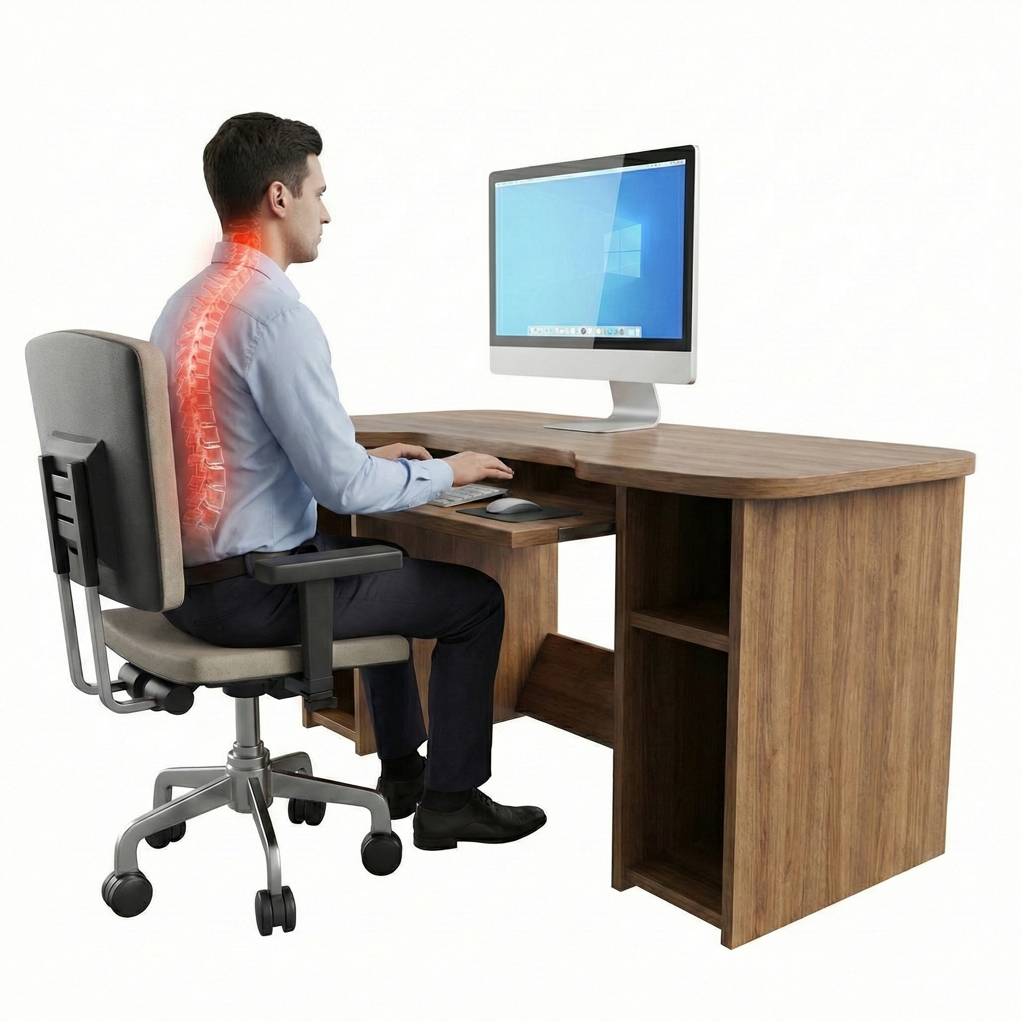 Incorrect posture at computer