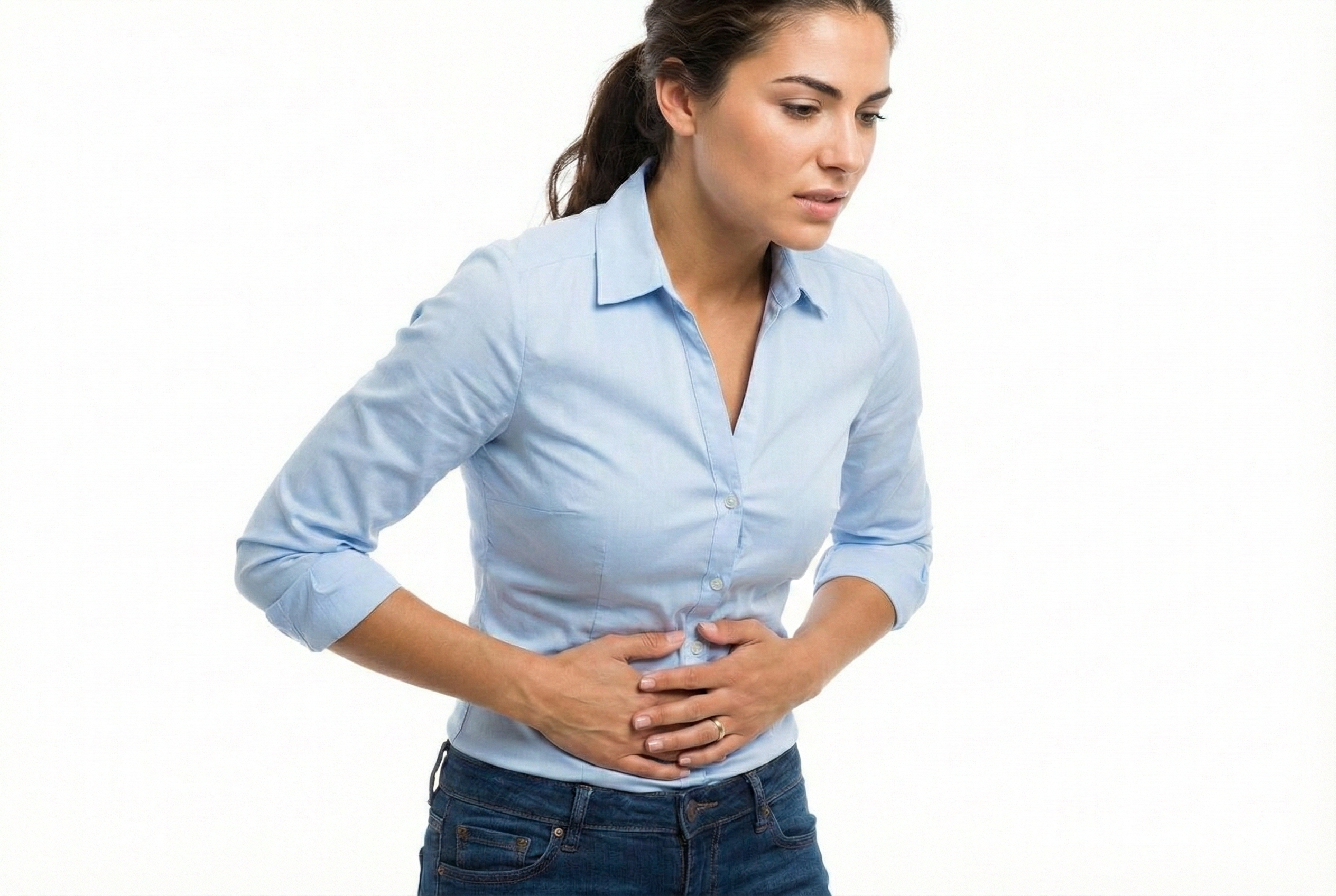 Person experiencing constipation discomfort