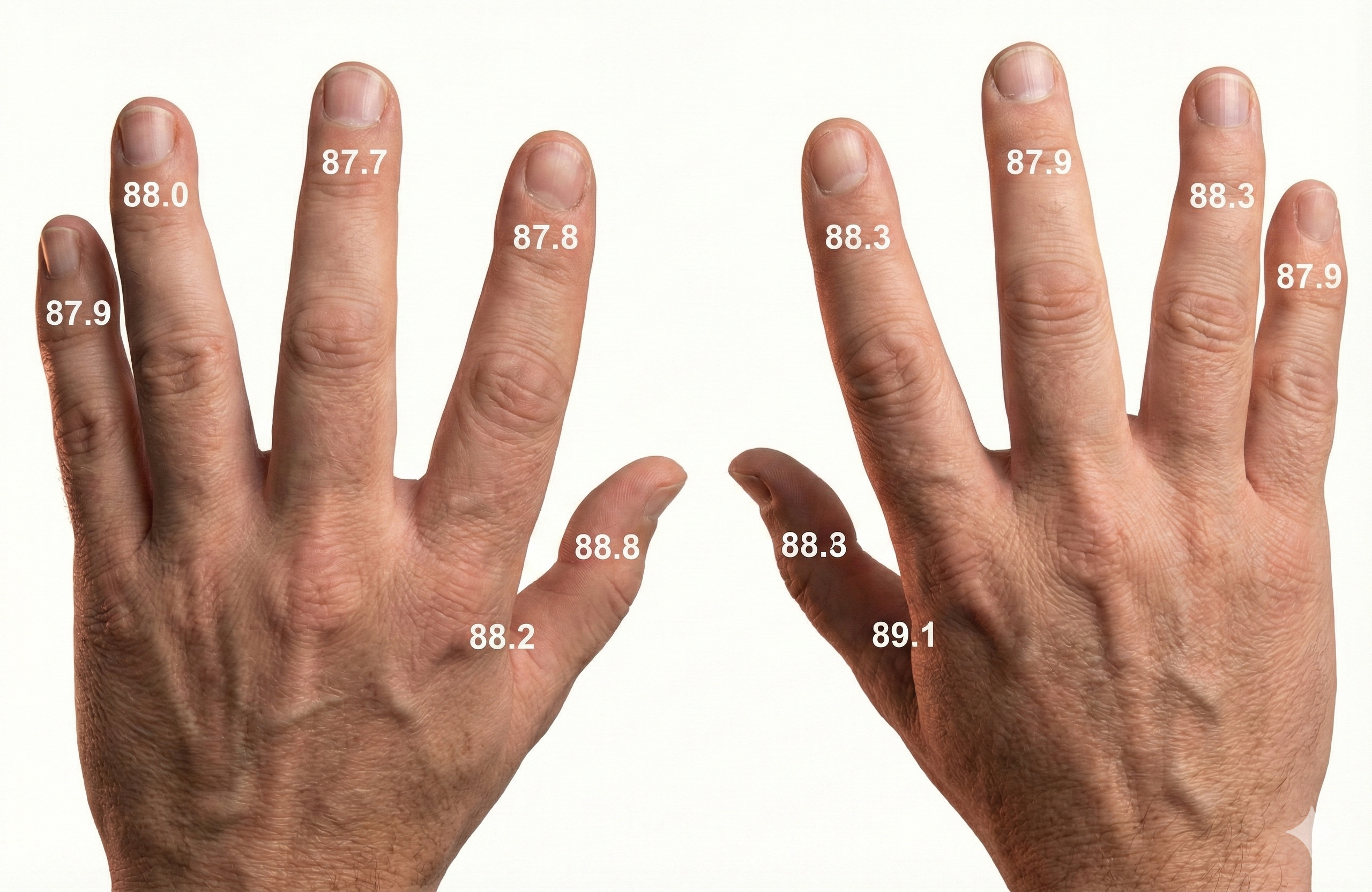 Temperature map of hand