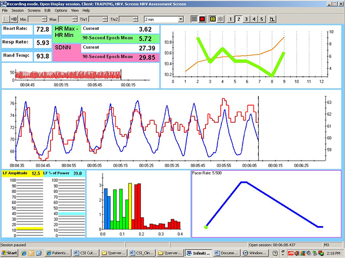 HRV session comparison screen 1