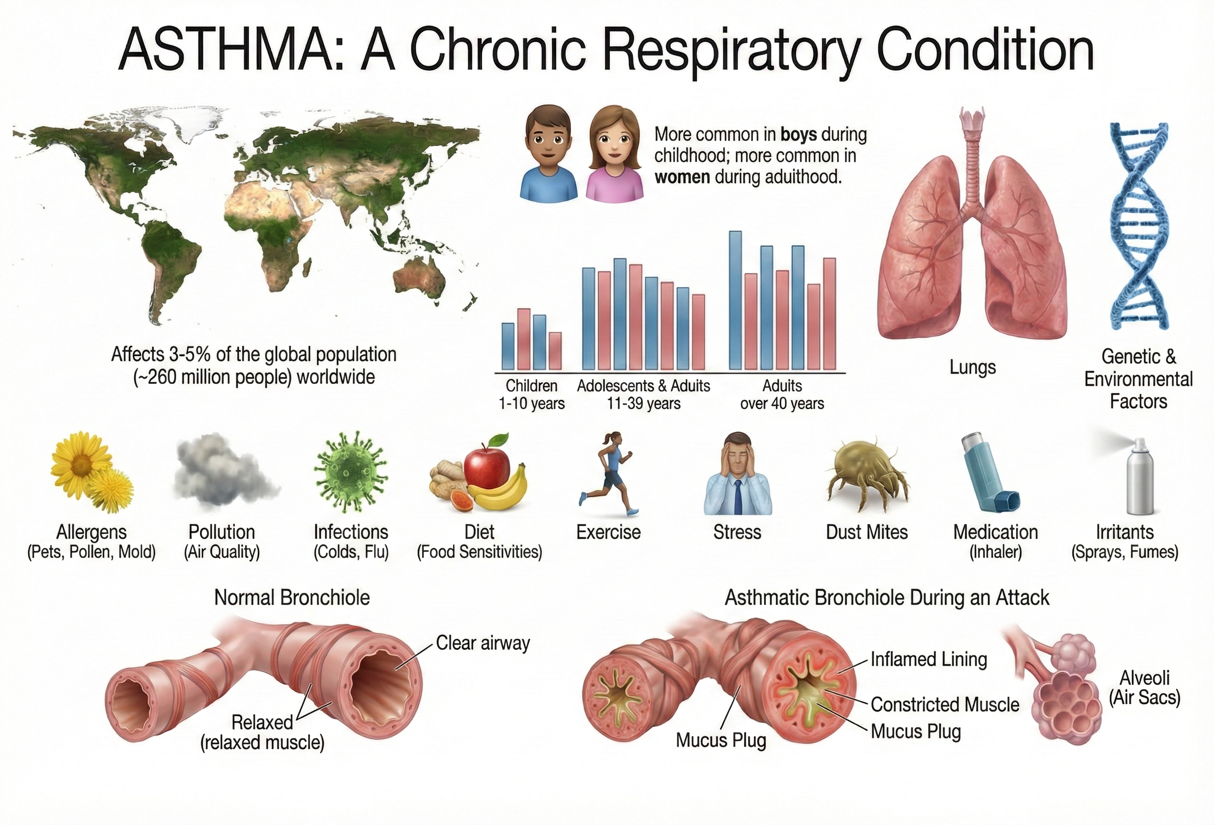 Diagram showing common asthma triggers