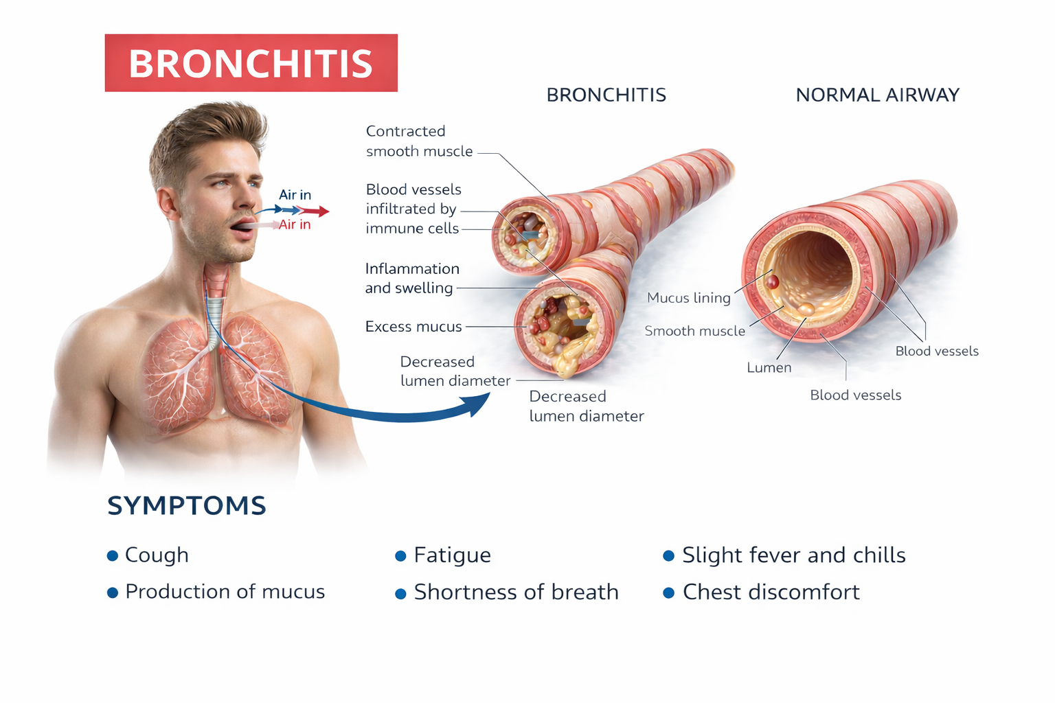 Chronic bronchitis showing mucus obstruction