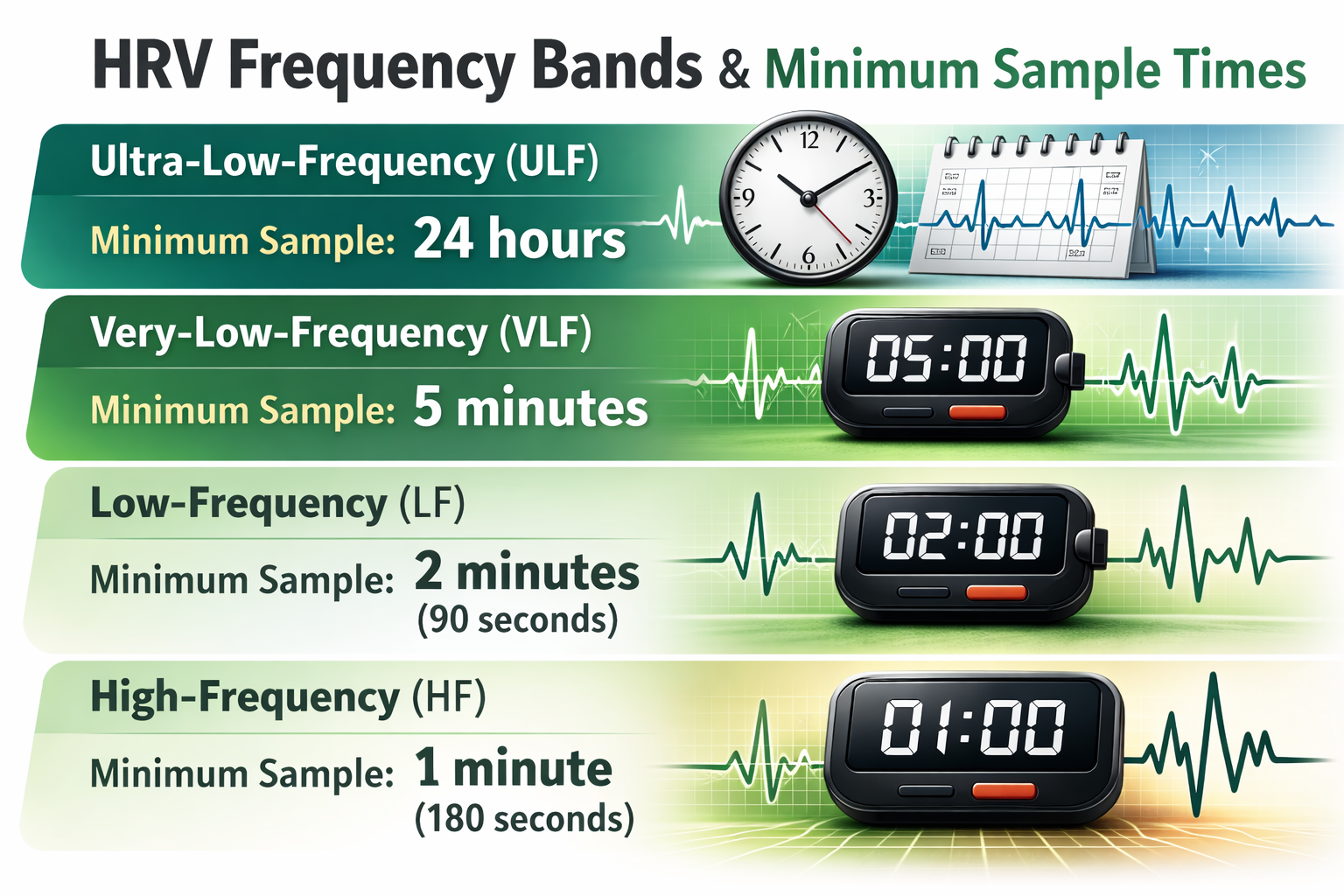 Minimum recording periods for frequency-domain measures
