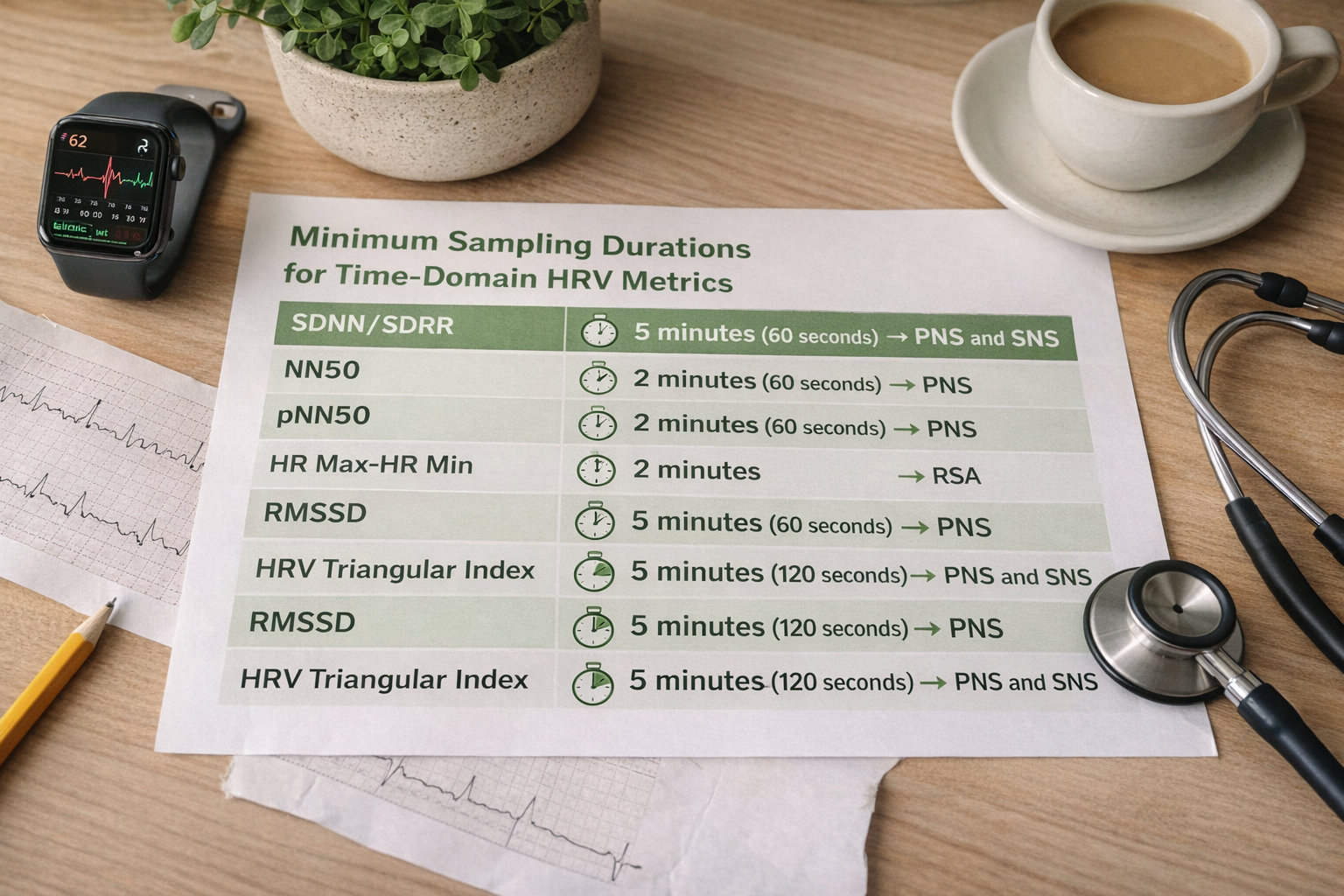 Minimum recording periods for time-domain indices