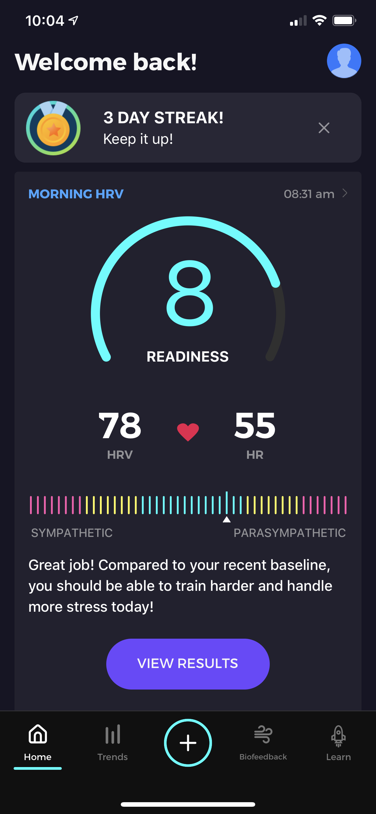Elite HRV screen 1