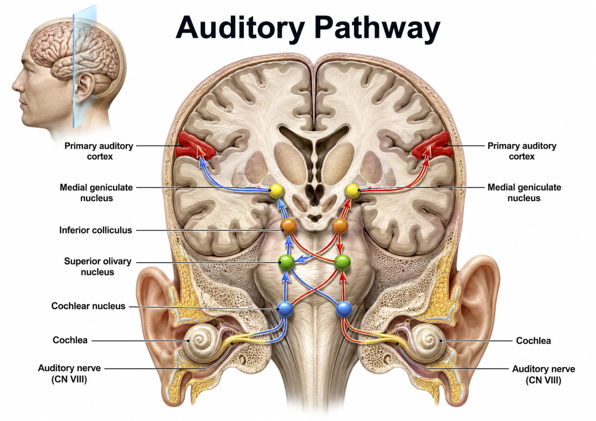 Auditory pathway diagram