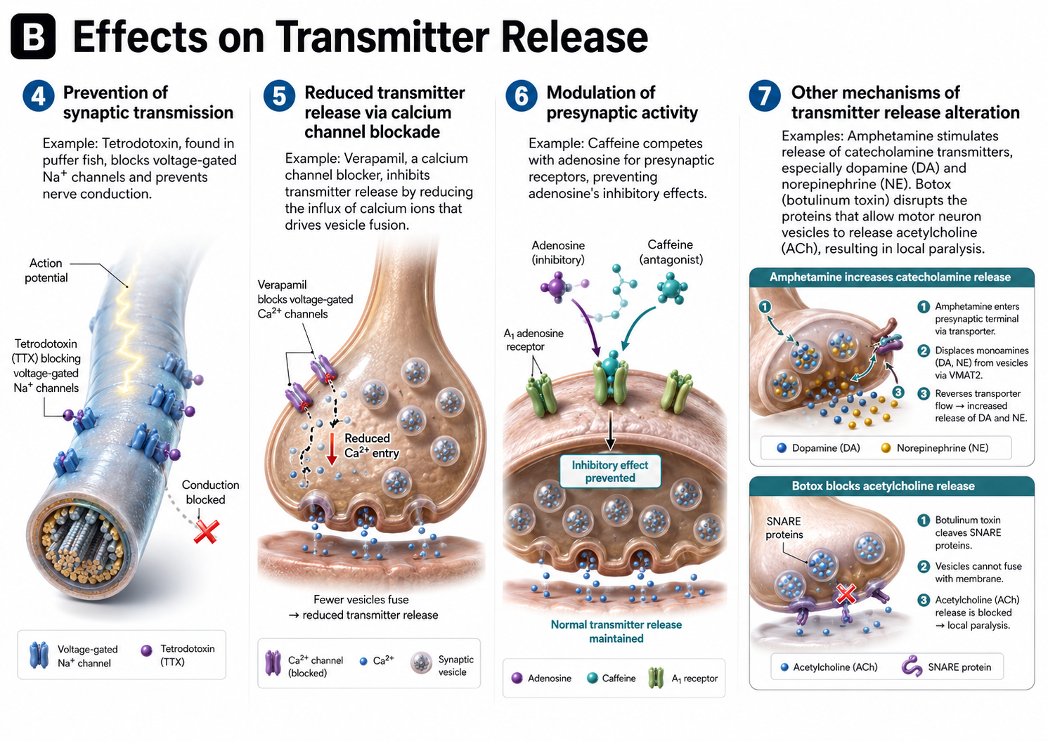 Drug effects on NT release