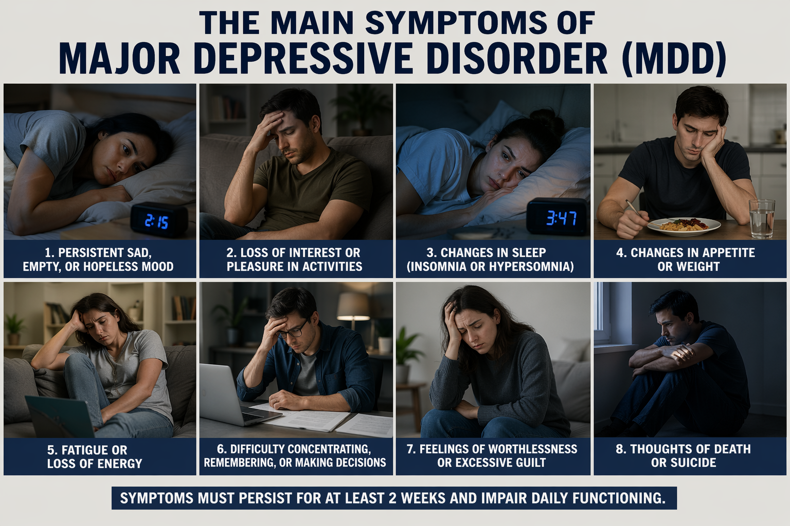 Infographic of major depressive disorder symptoms