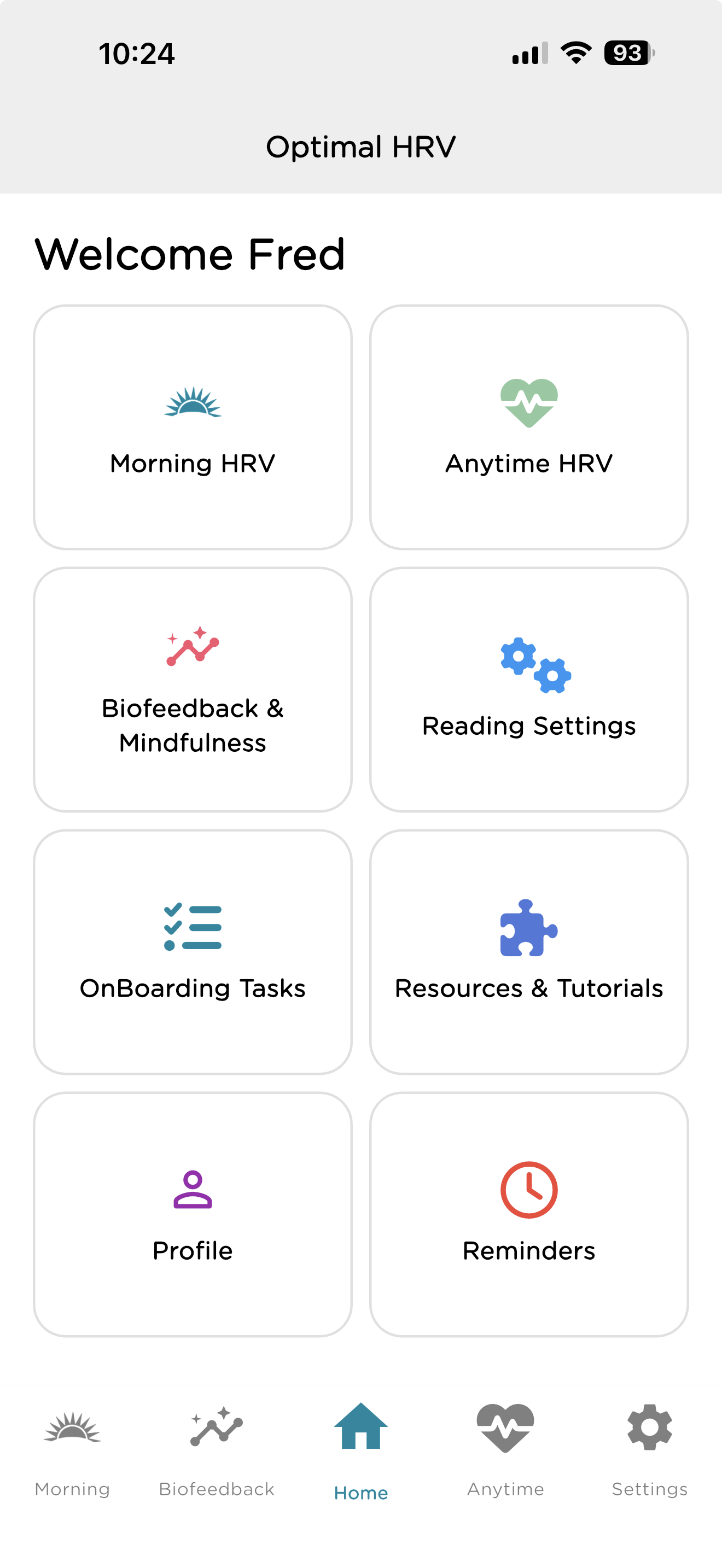 Optimal HRV app screenshot