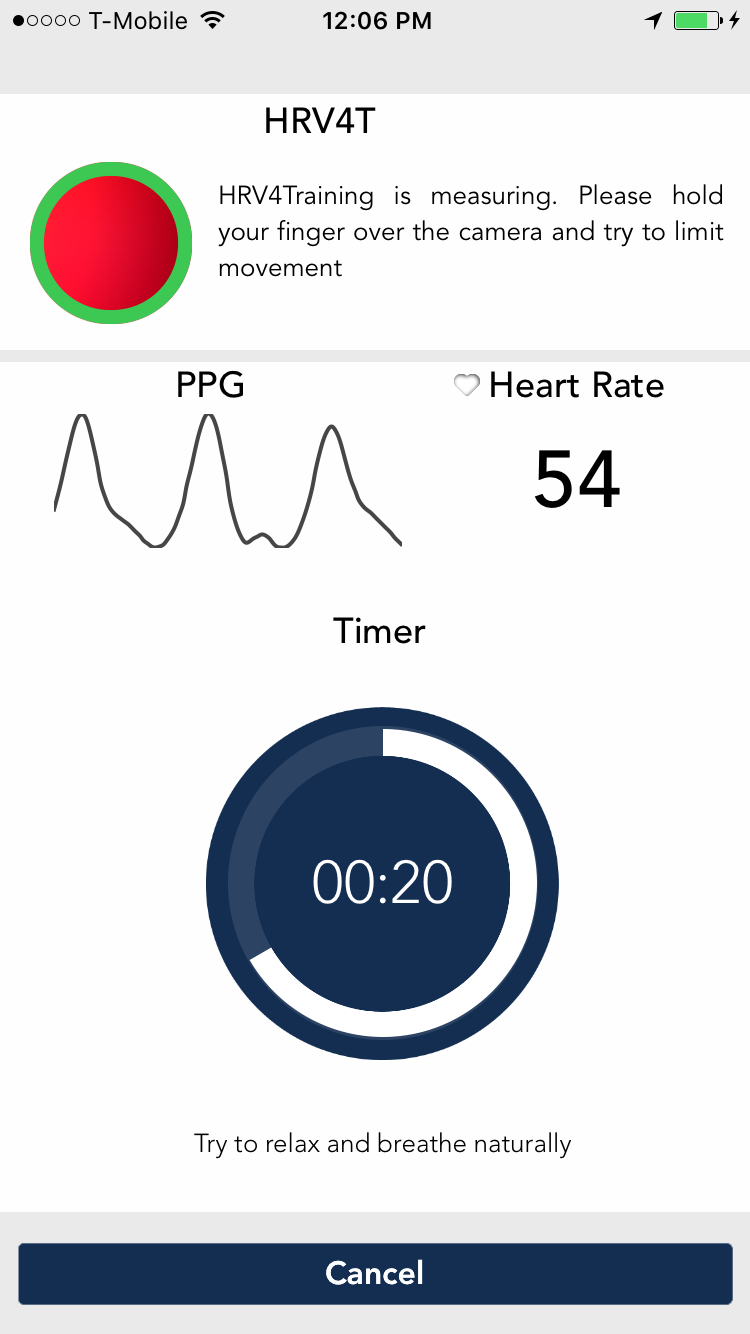 HRV app screen