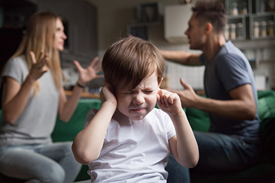 Family interacting in a supportive home environment