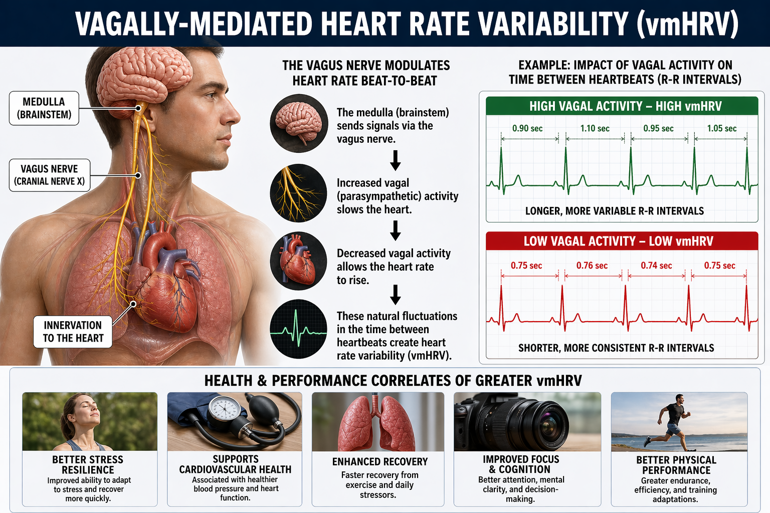 Diagram of vagally-mediated heart rate variability as a biomarker of autonomic regulation