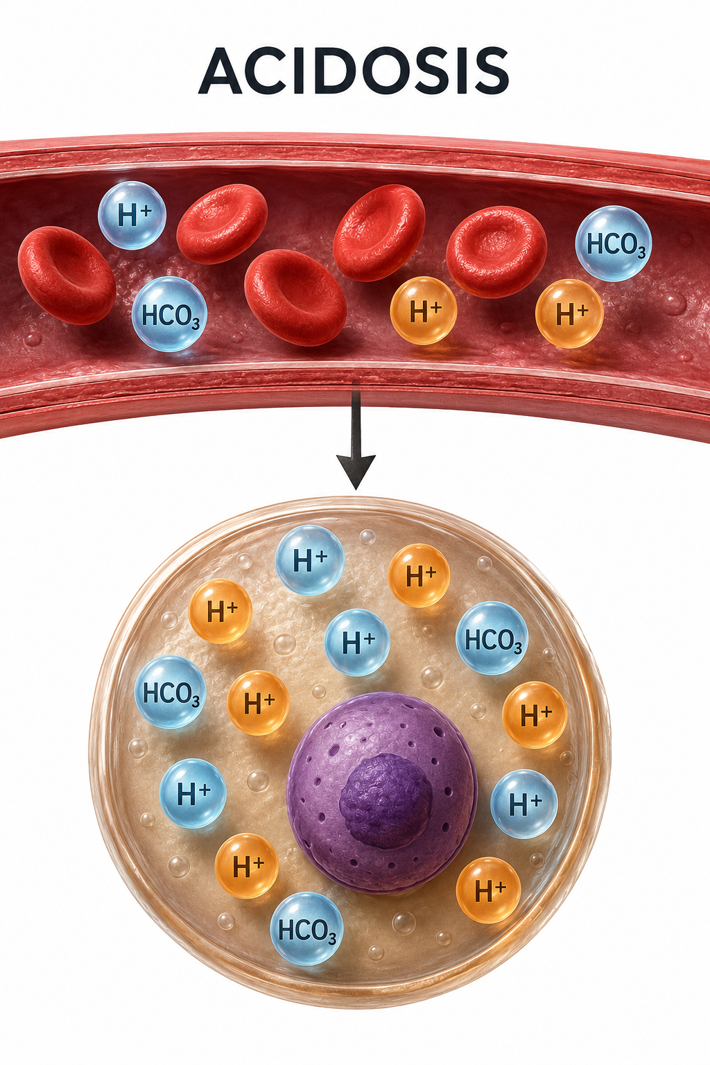 Cellular acidosis illustration