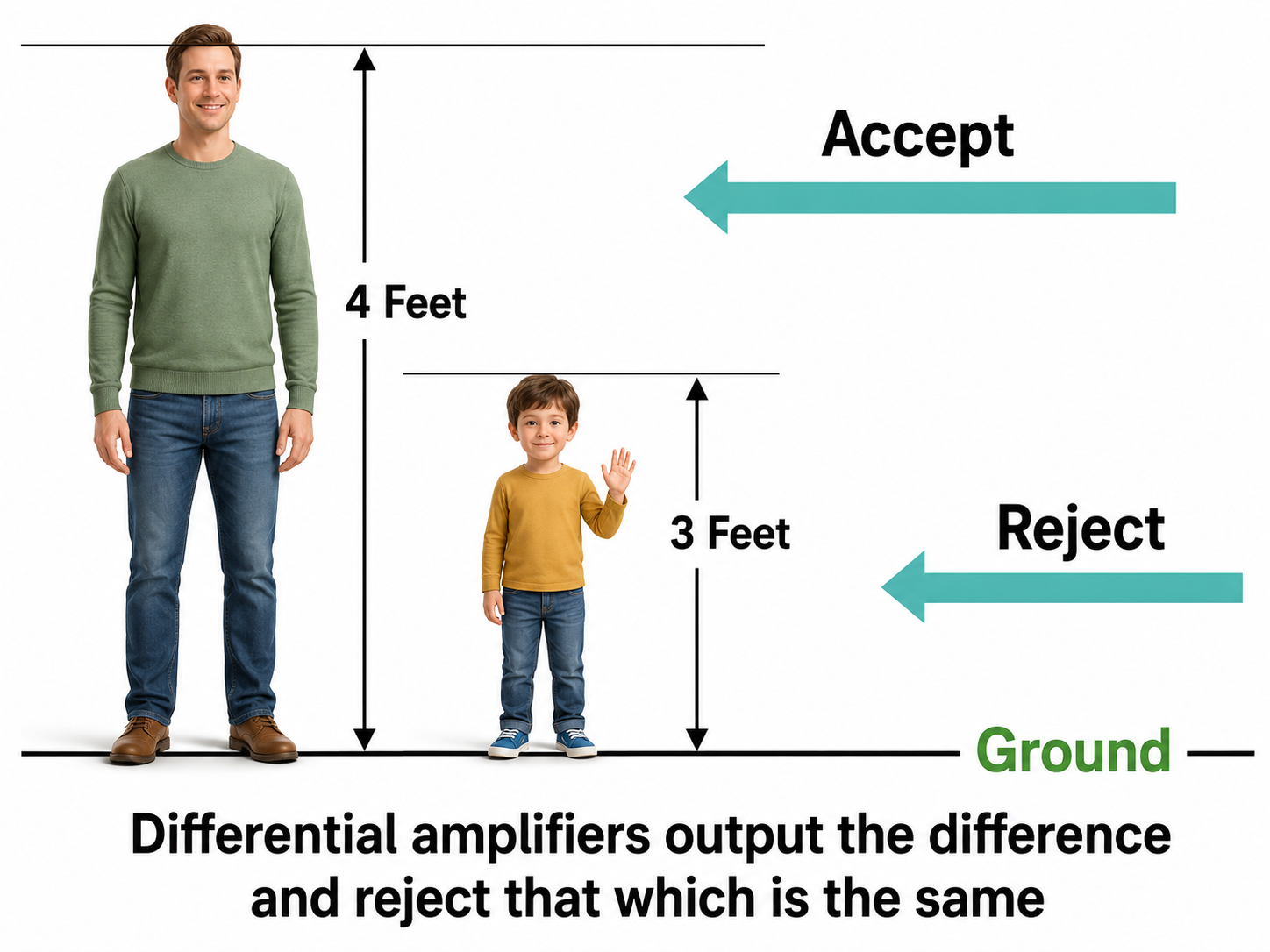 Differential amplifier cartoon