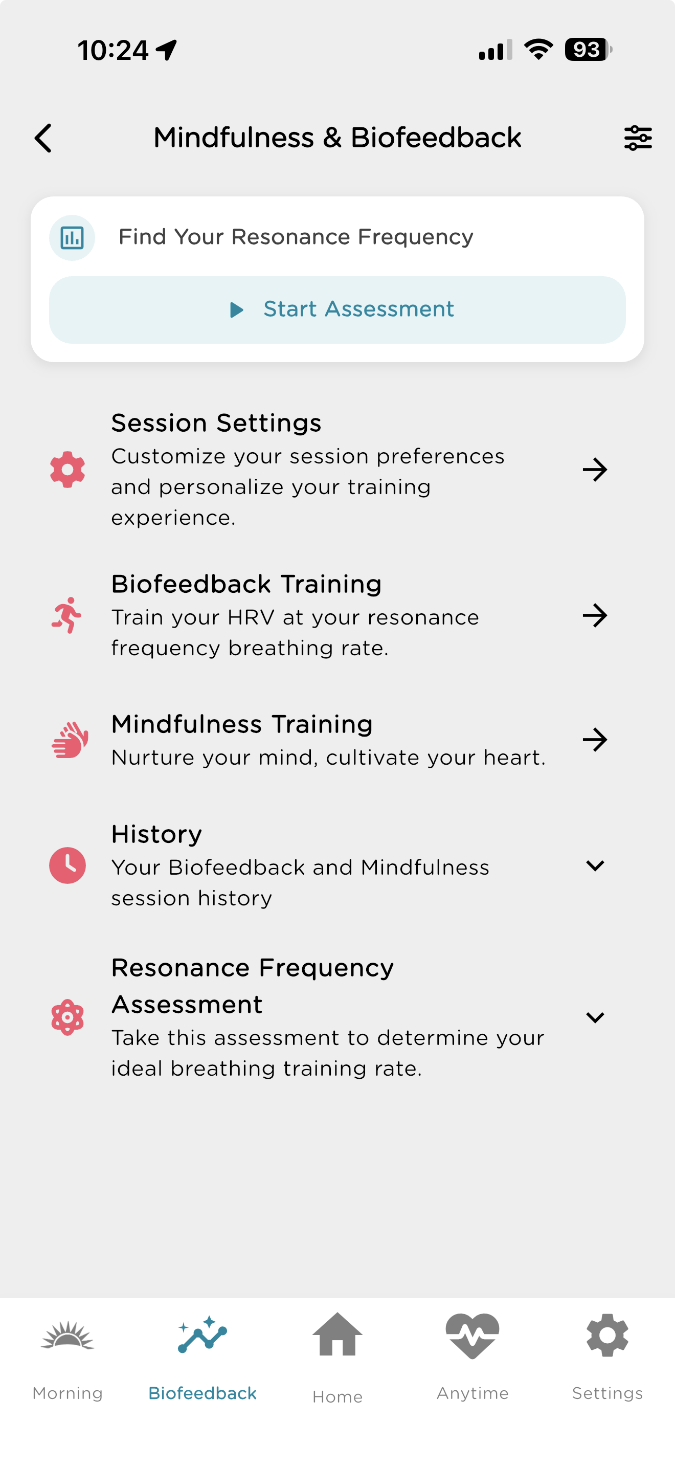 Optimal HRV app screenshot