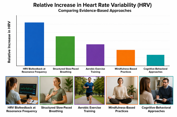 Relative HRV increases by stress management strategy