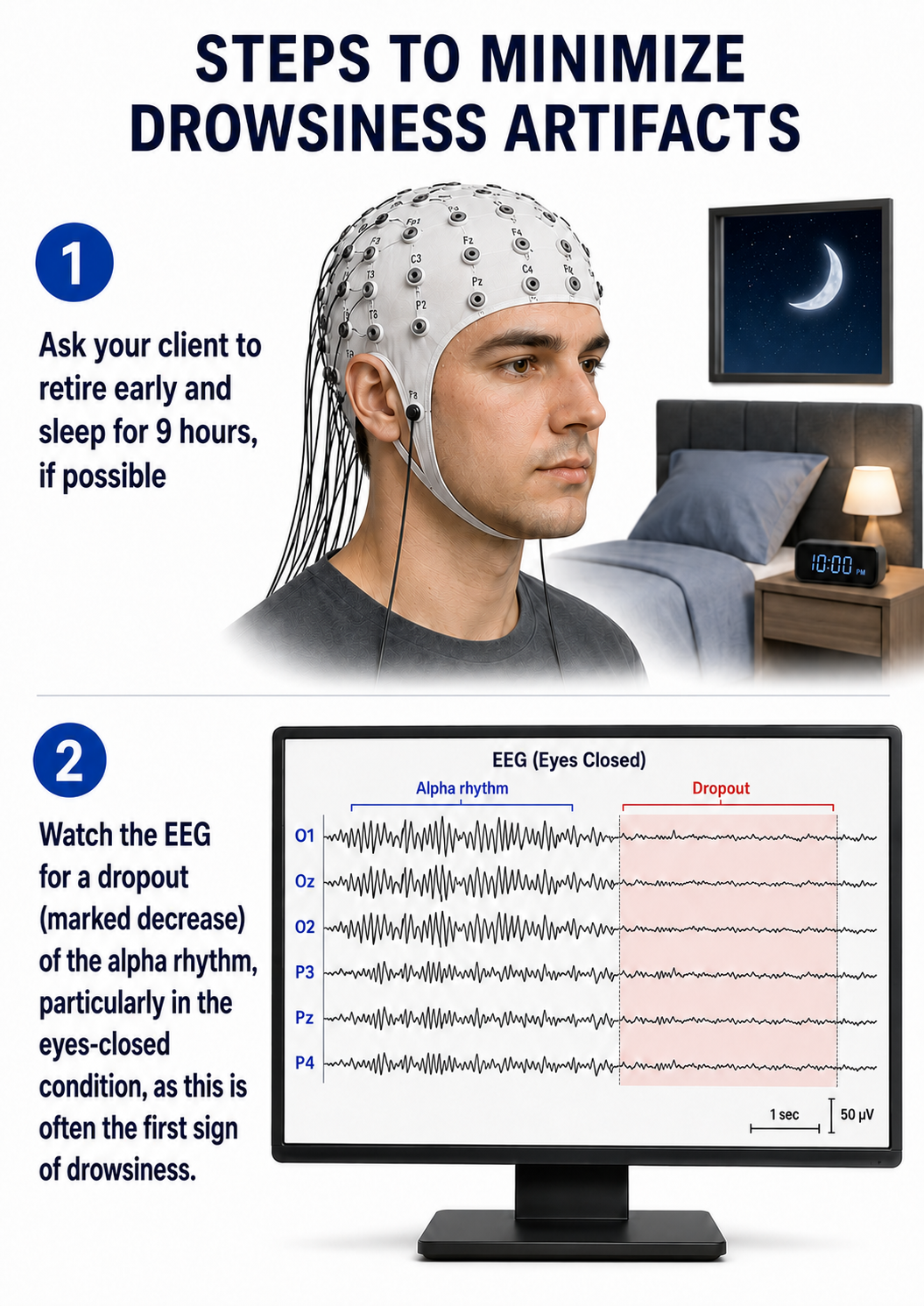 Steps to minimize drowsiness artifacts