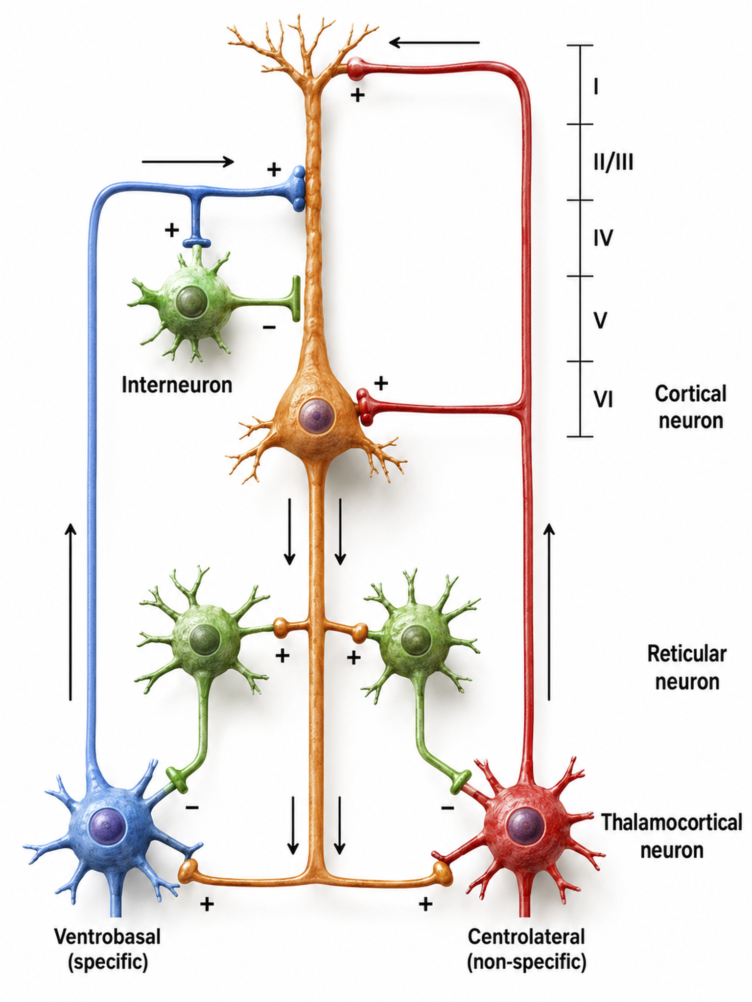 Thalamocortical circuit diagram