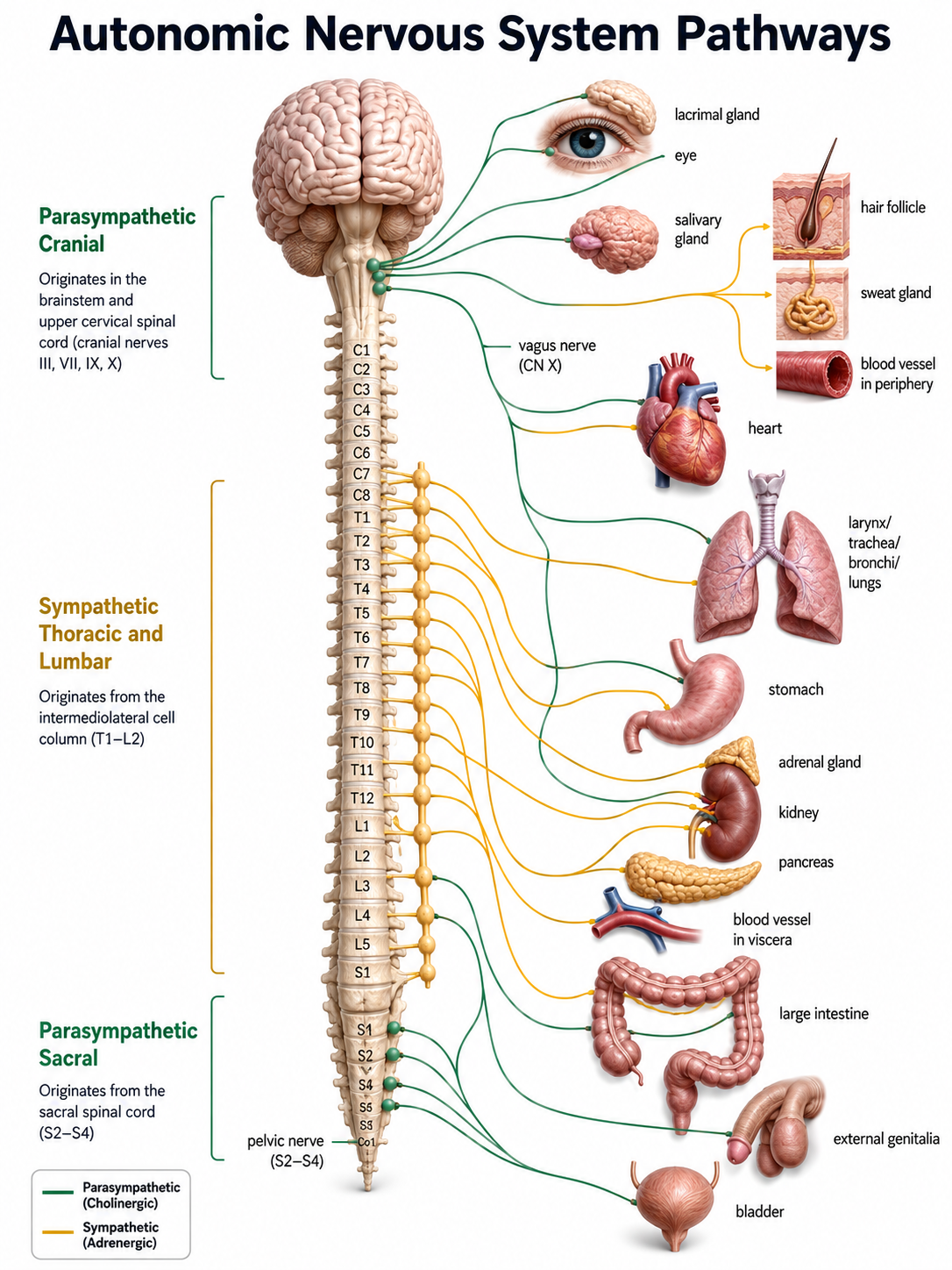 Sympathetic nervous system diagram