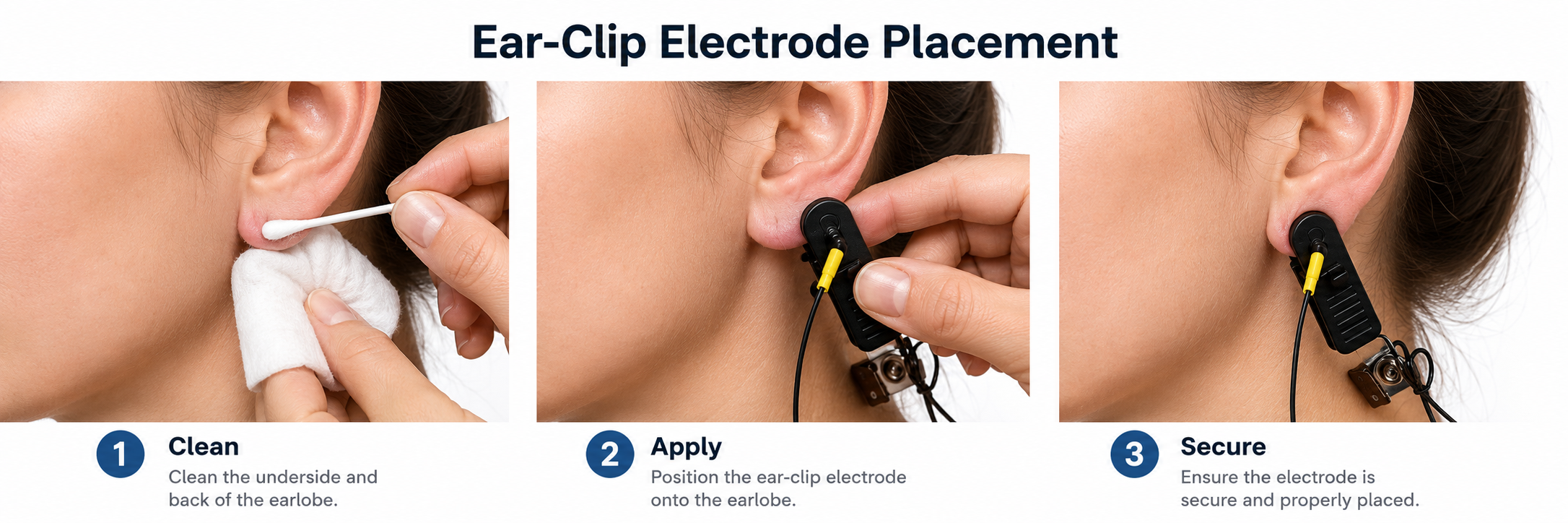 Ear clip electrode with conductive paste covering the gold disc