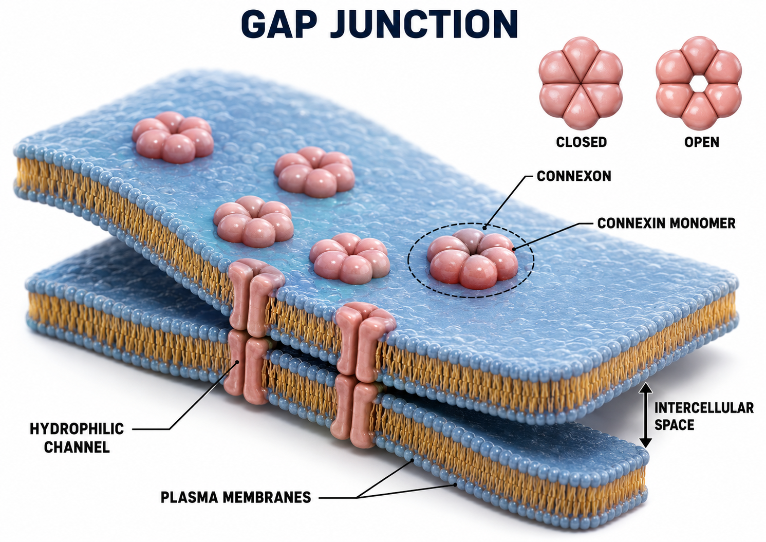 Gap junction forming an electrical synapse