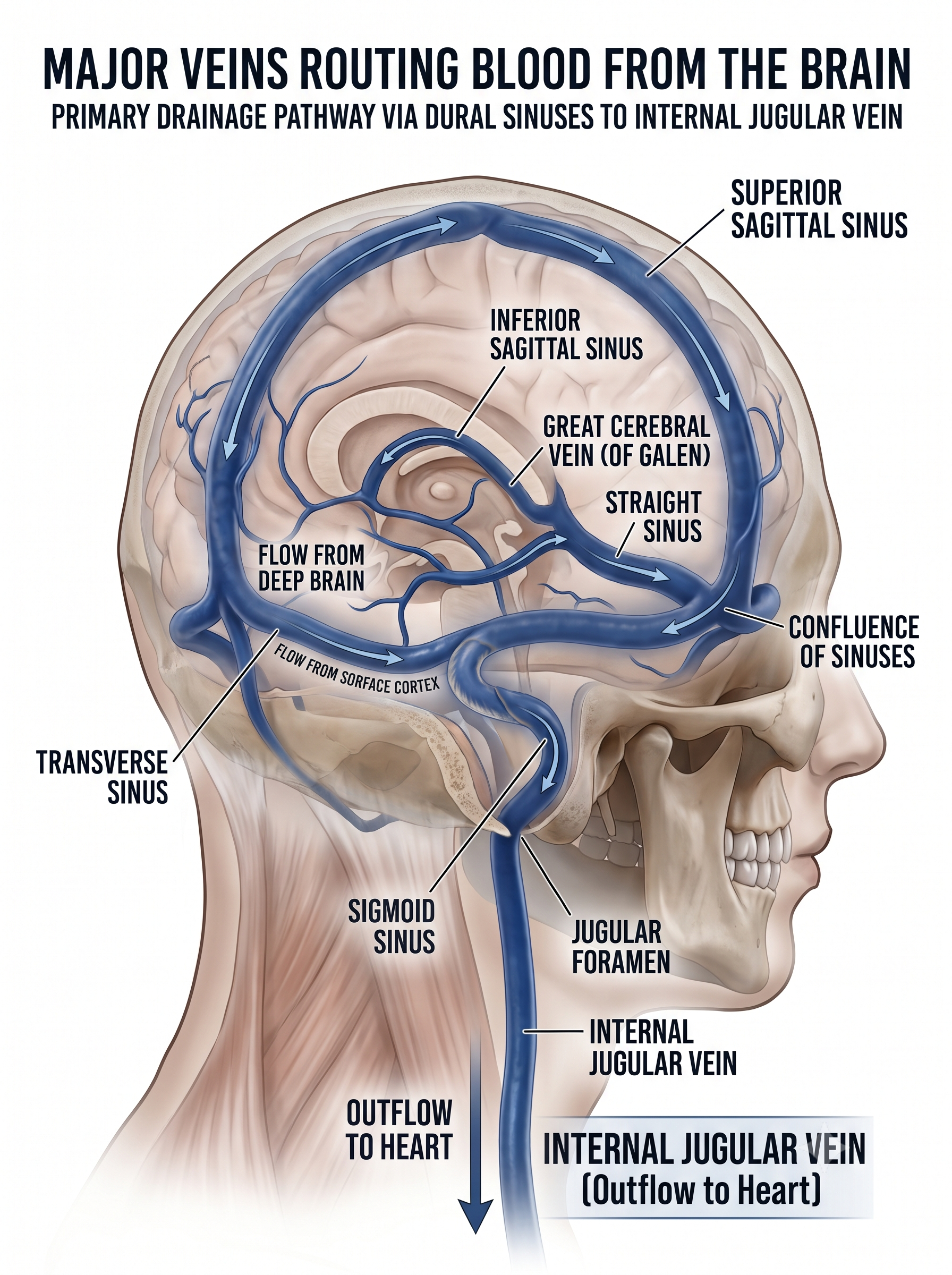 Major cerebral veins and dural venous sinuses