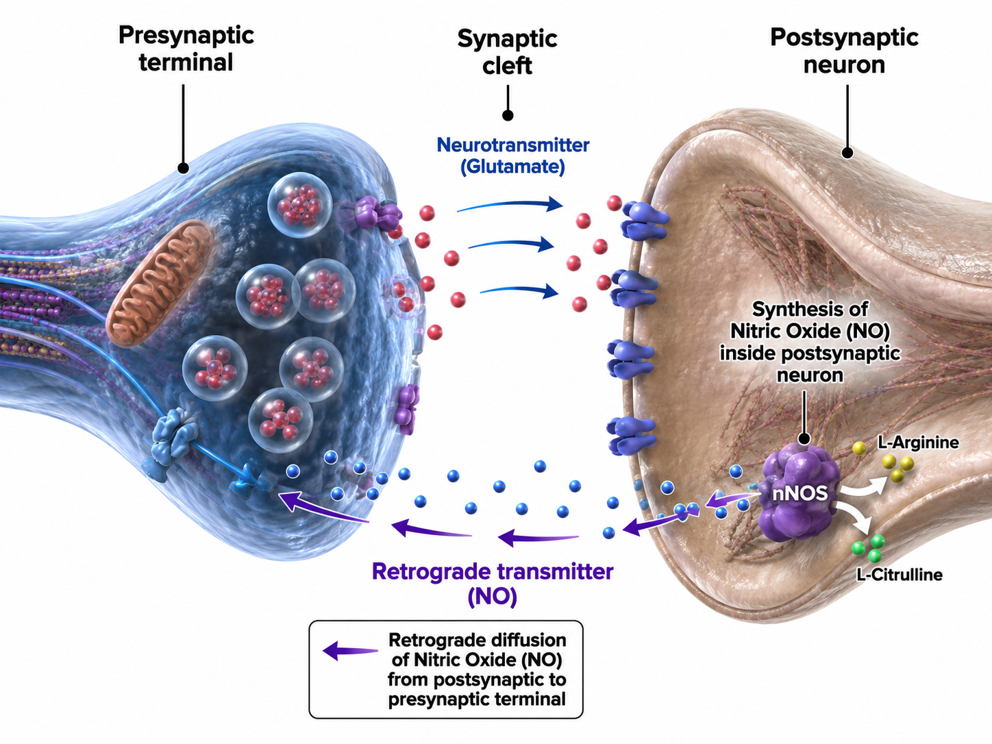 Retrograde signaling from the postsynaptic to the presynaptic neuron