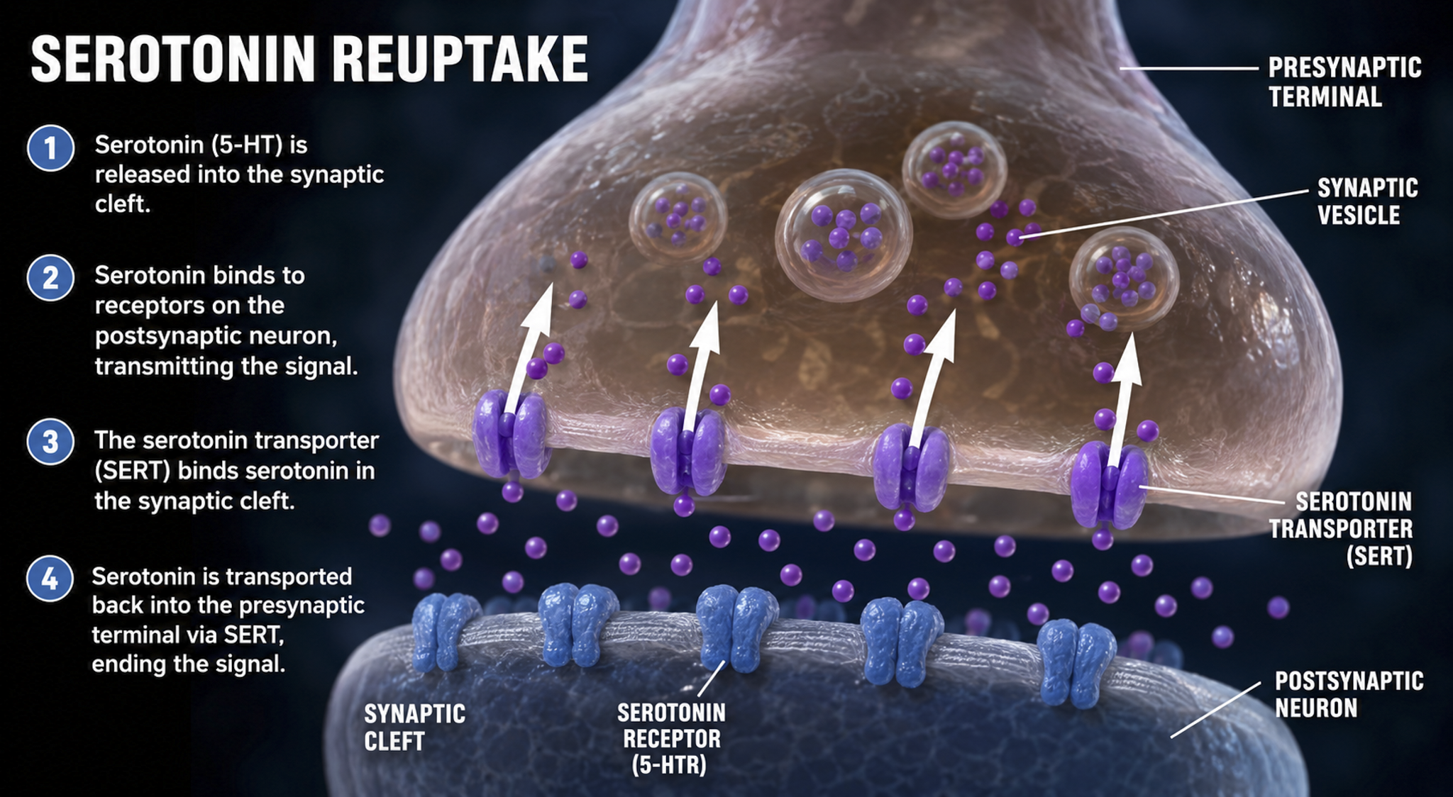 Reuptake of neurotransmitter into the presynaptic neuron