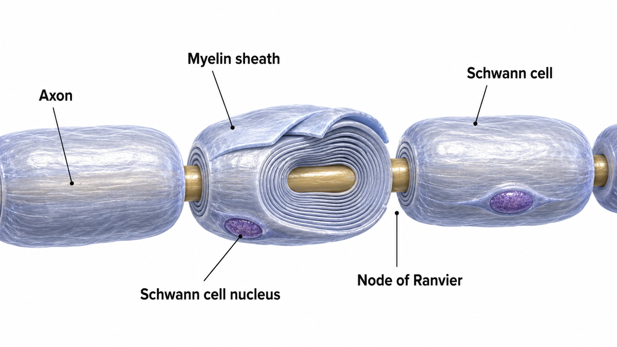 Schwann cells myelinating a peripheral axon