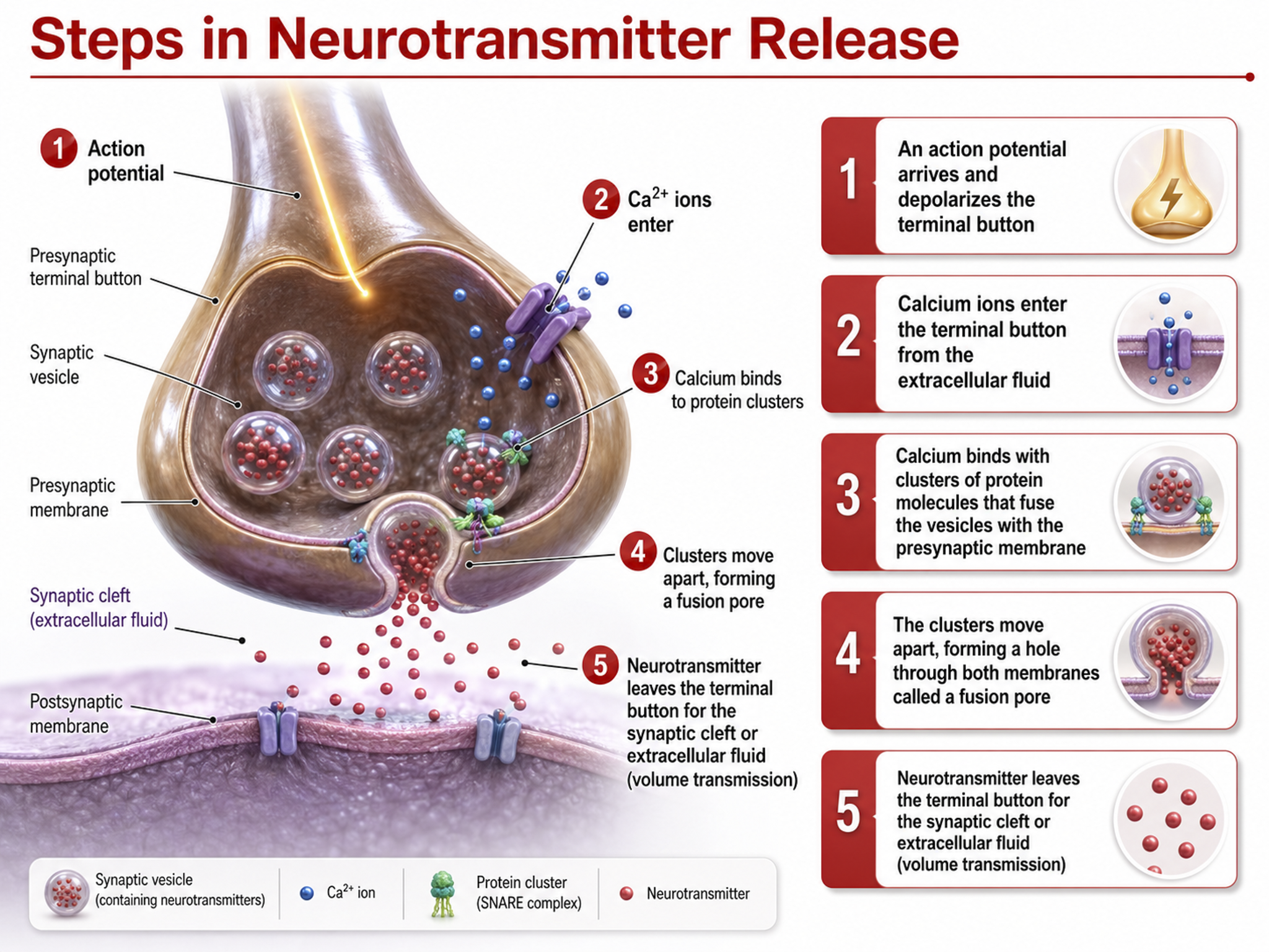 steps neurotransmitter release