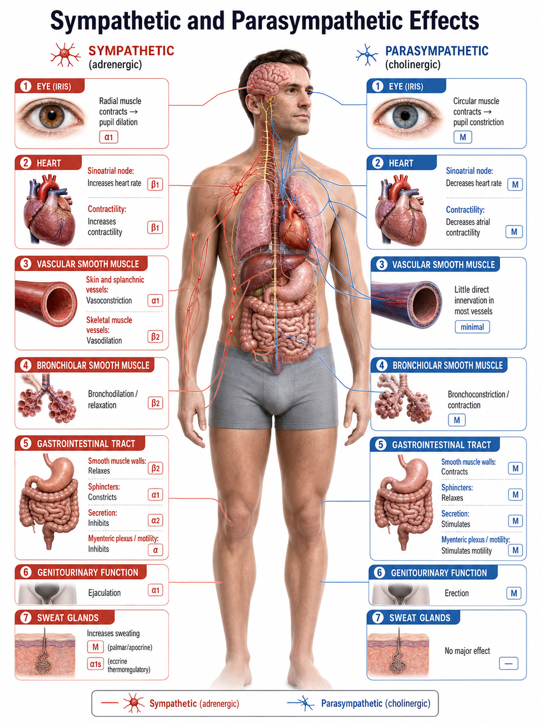 Sympathetic and parasympathetic responses comparison